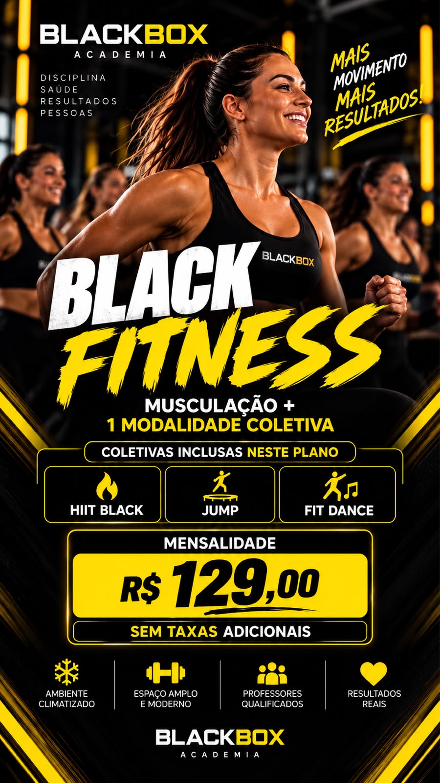 Arte do plano Black Fitness
